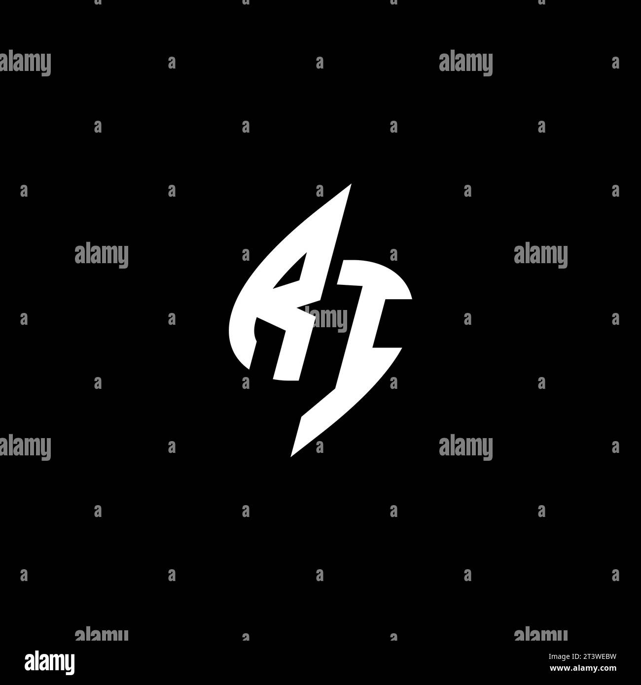 RI monogram esport logo design with cool shape concept in vector Stock Vector