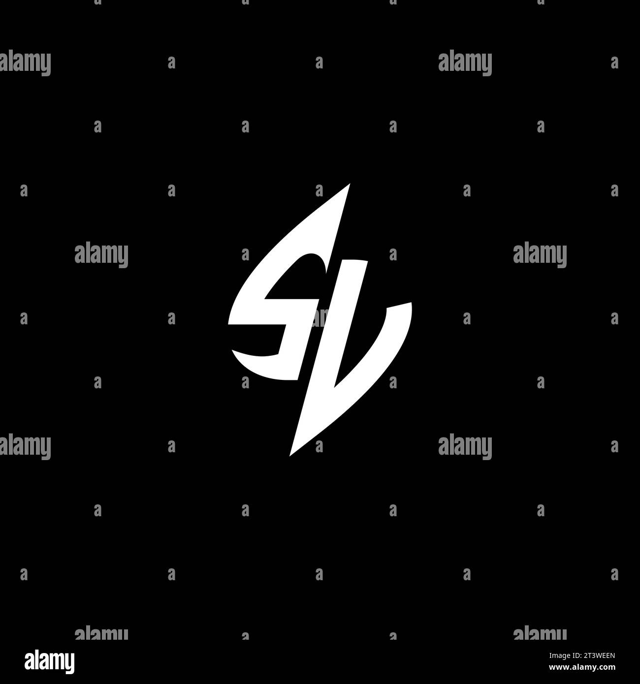 SV monogram esport logo design with cool shape concept in vector Stock Vector