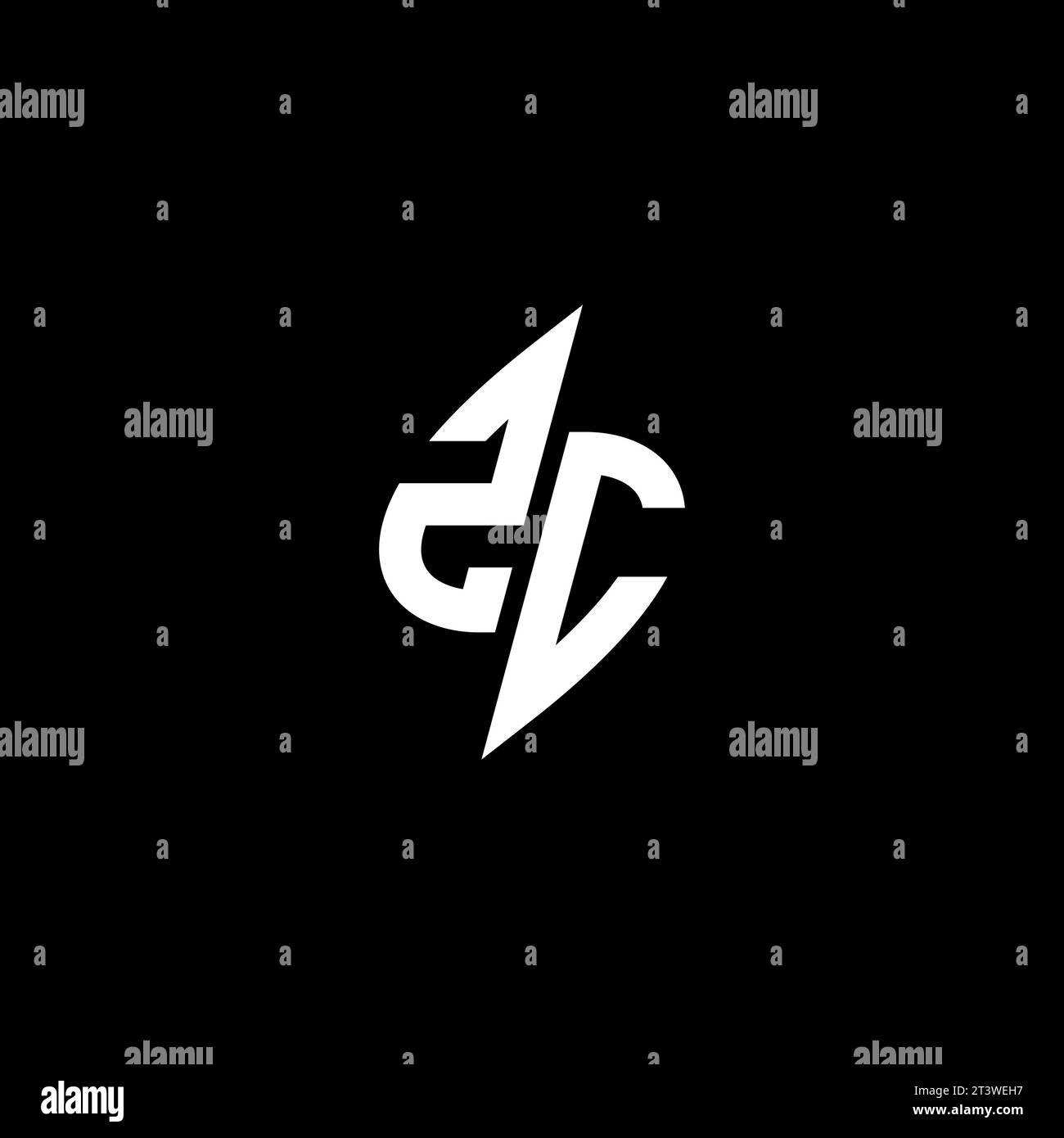 ZC monogram esport logo design with cool shape concept in vector Stock Vector