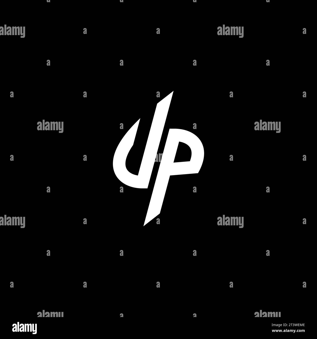UP monogram esport logo design with cool shape concept in vector Stock Vector