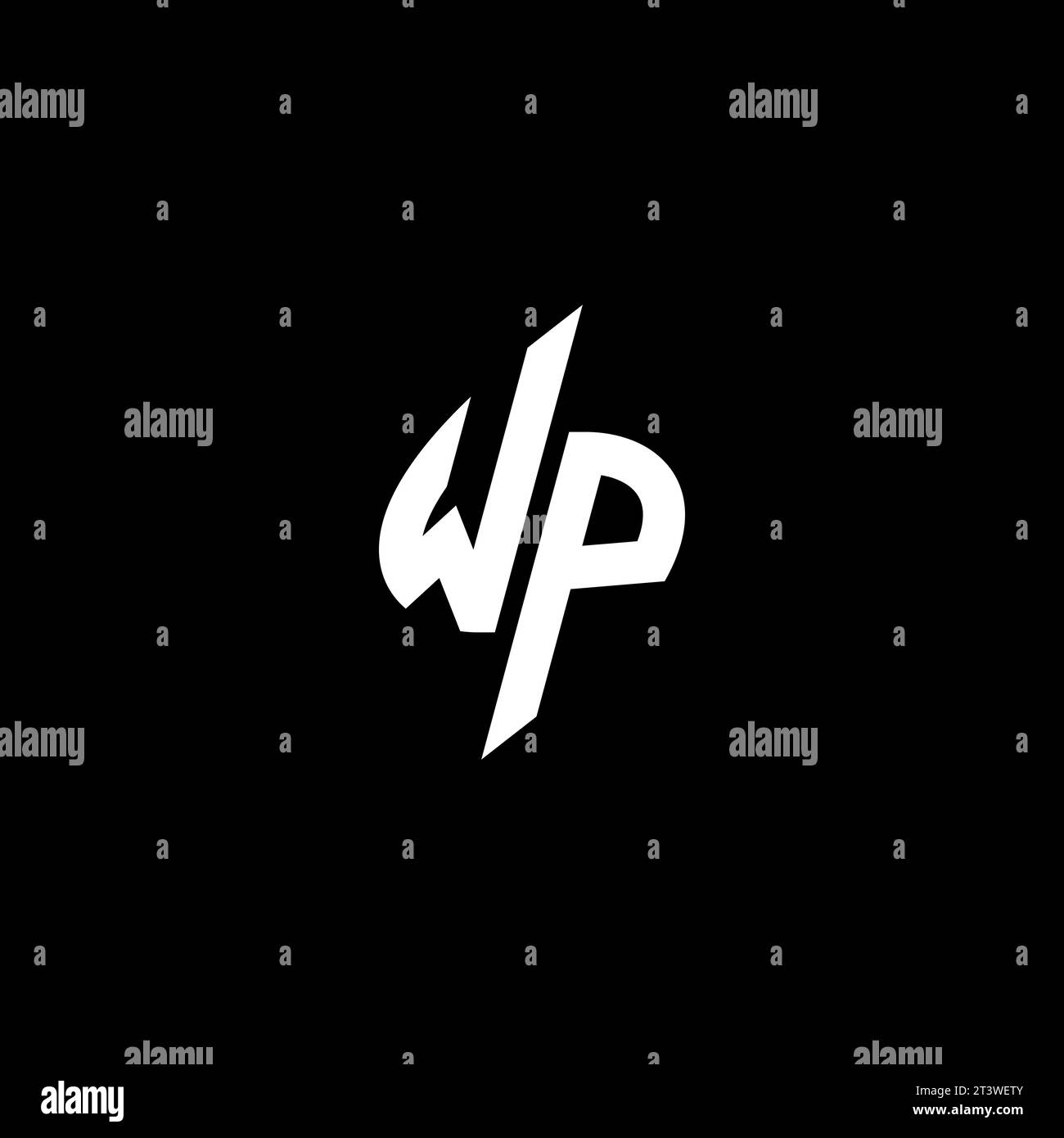WP monogram esport logo design with cool shape concept in vector Stock Vector