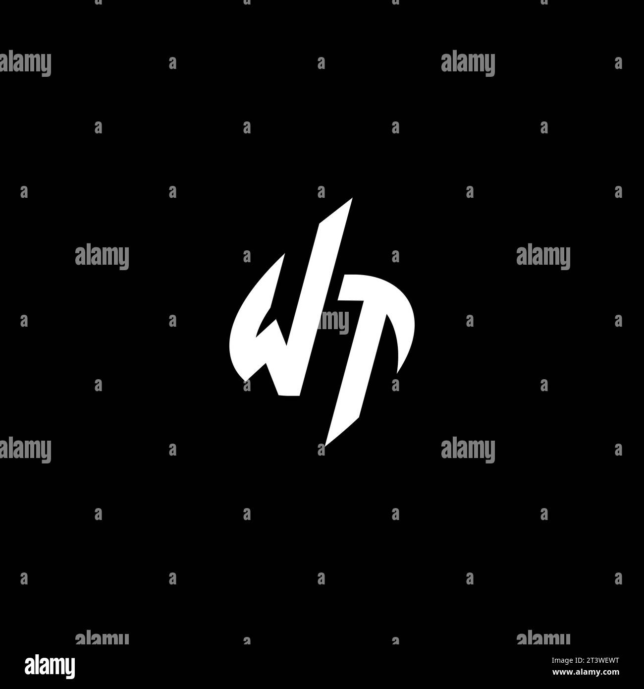 WT monogram esport logo design with cool shape concept in vector Stock Vector