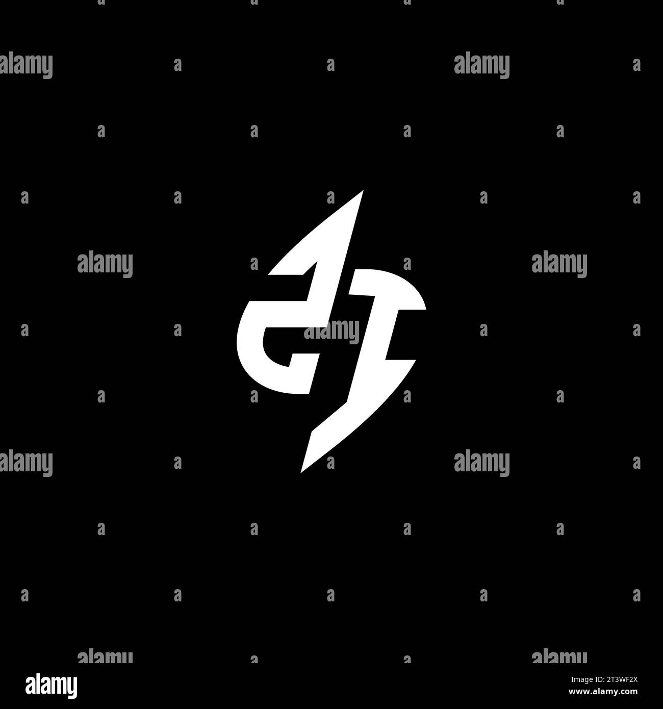 ZI monogram esport logo design with cool shape concept in vector Stock Vector
