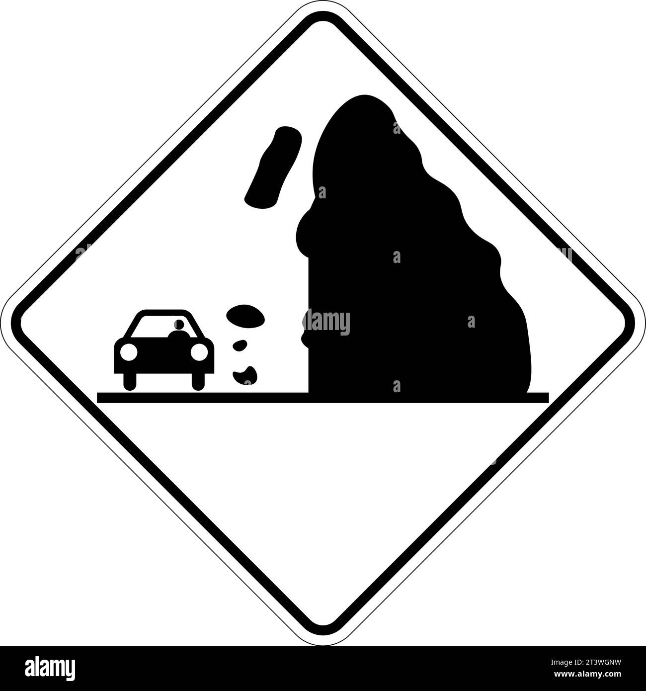 Landslide warning sign Black and White Stock Photos & Images - Alamy