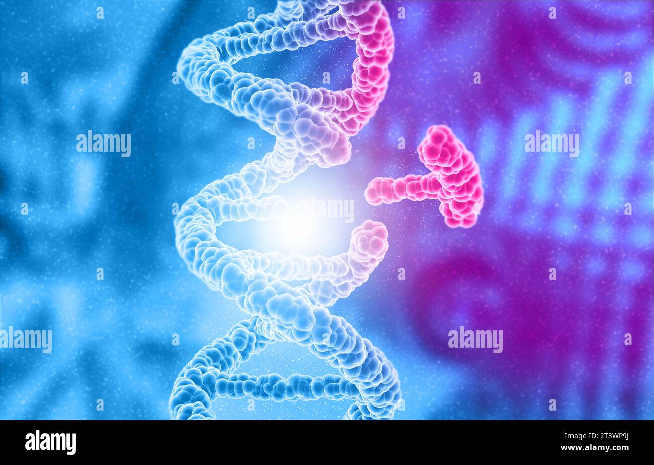Genetic engineering with DNA on blue background. 3d render Stock Photo ...