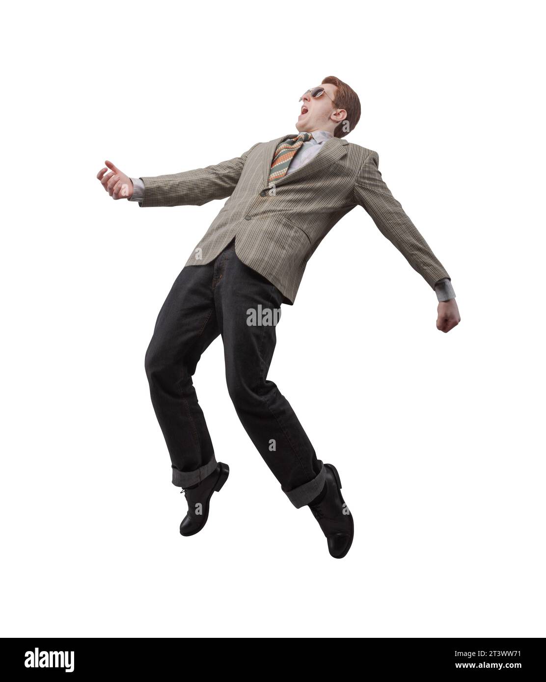 Cool nerd funny guy with sunglasses dancing and posing Stock Photo Alamy