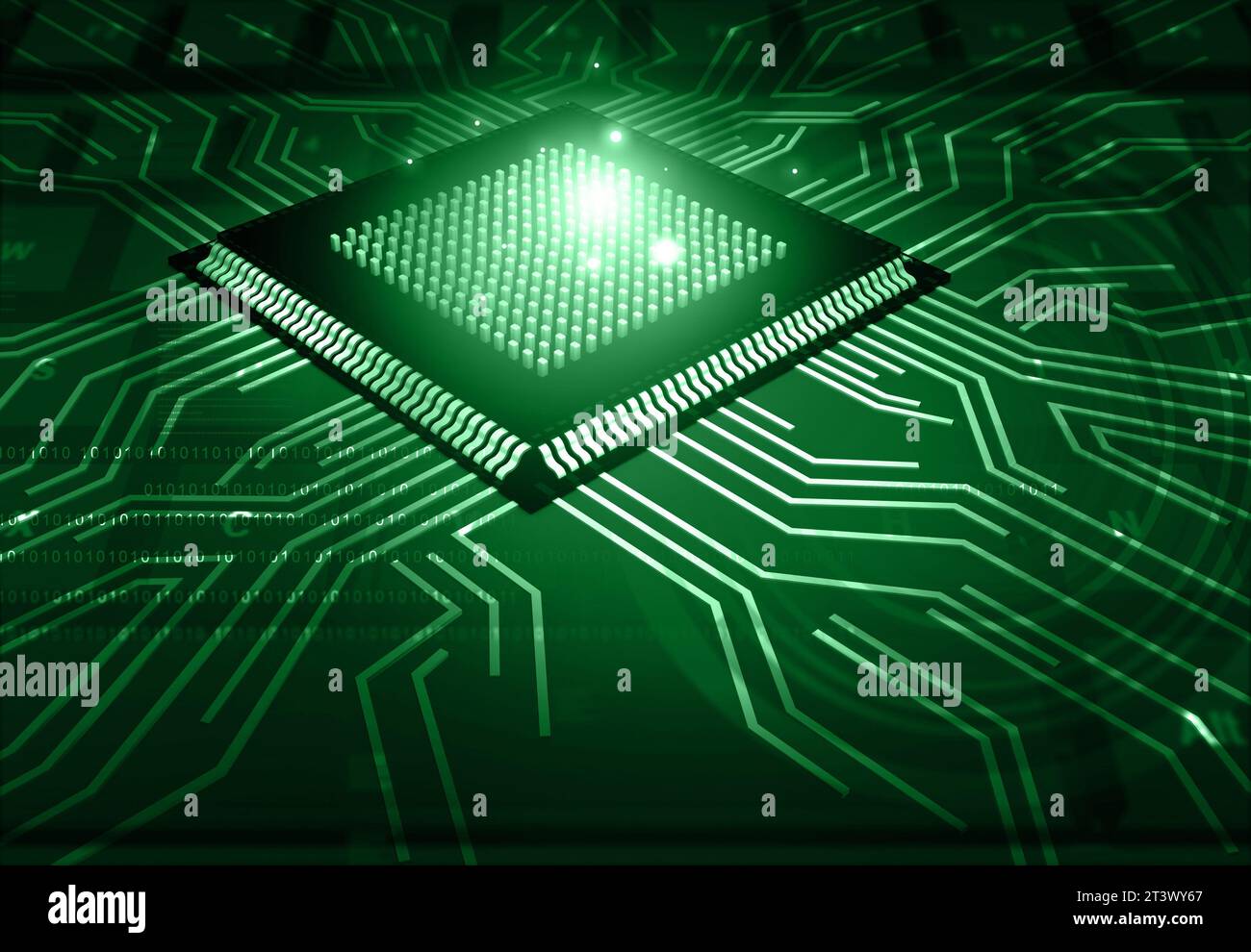 Modern computer processor with circuit board.technology background. 3d ...