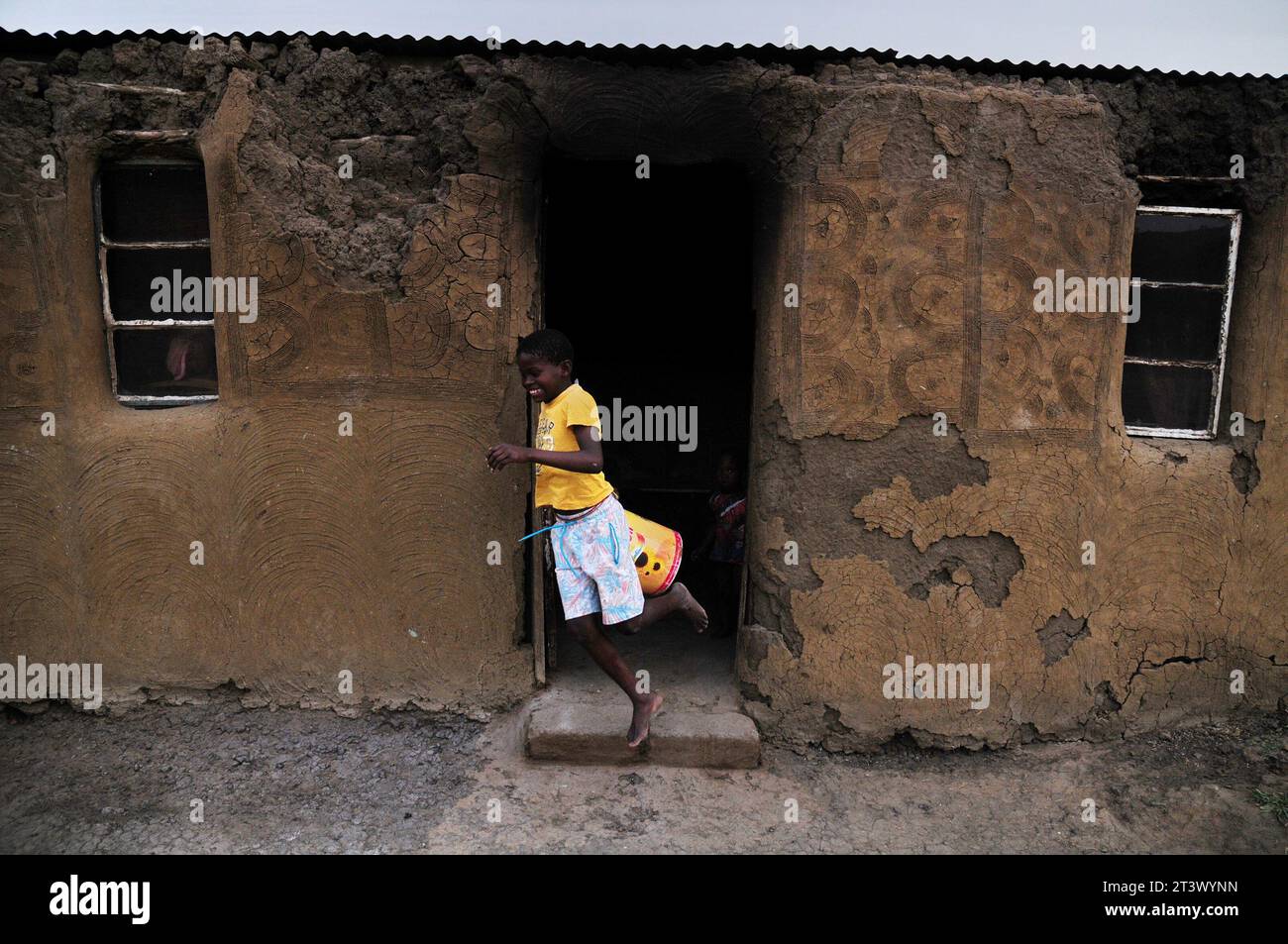 People living on farms in rural South Africa face the ongoing challenge of not having access to basic services such as water and sanitation Stock Photo