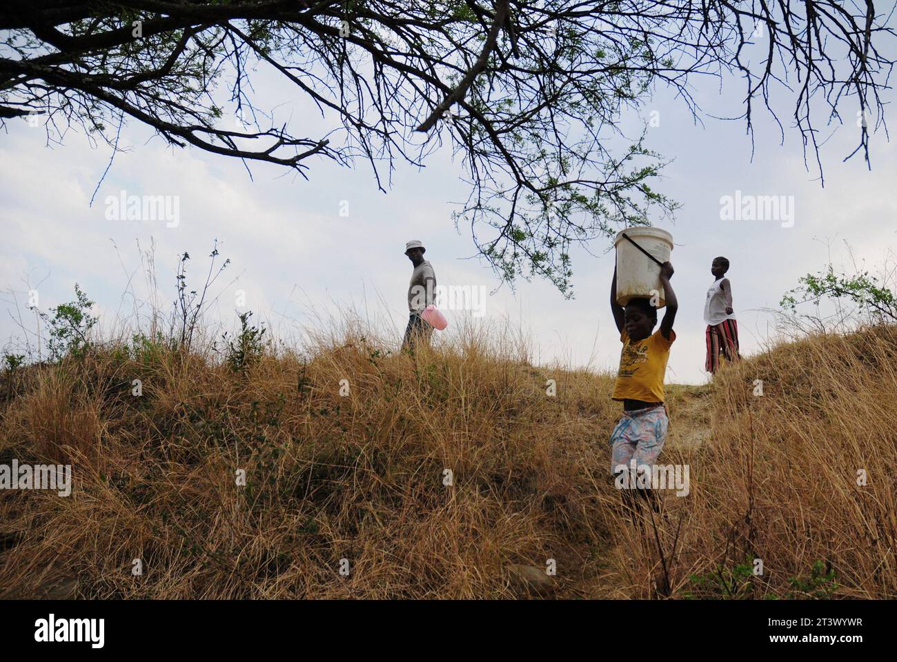 People living on farms in rural South Africa face the ongoing challenge of not having access to basic services such as water and sanitation Stock Photo