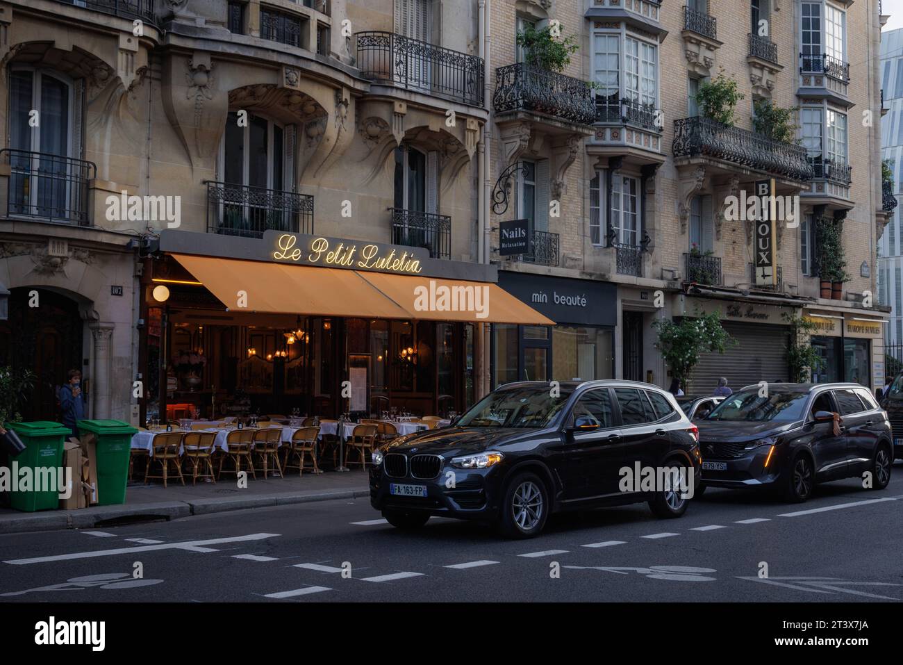 Street scenes outside a cafe in Paris, France. Stock Photo