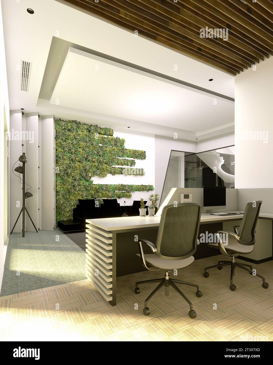 Modern large office interior  3d rendering Stock Photo