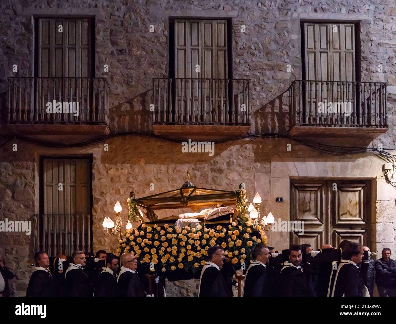 The holy sepulcher in procession through Villajoyosa Stock Photo