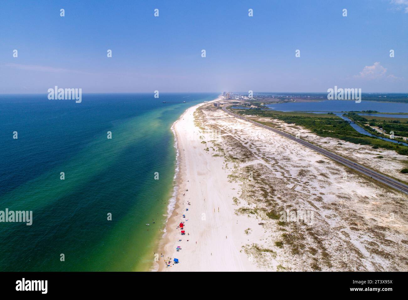 Aerial view of the beach at Gulf Shores Stock Photo