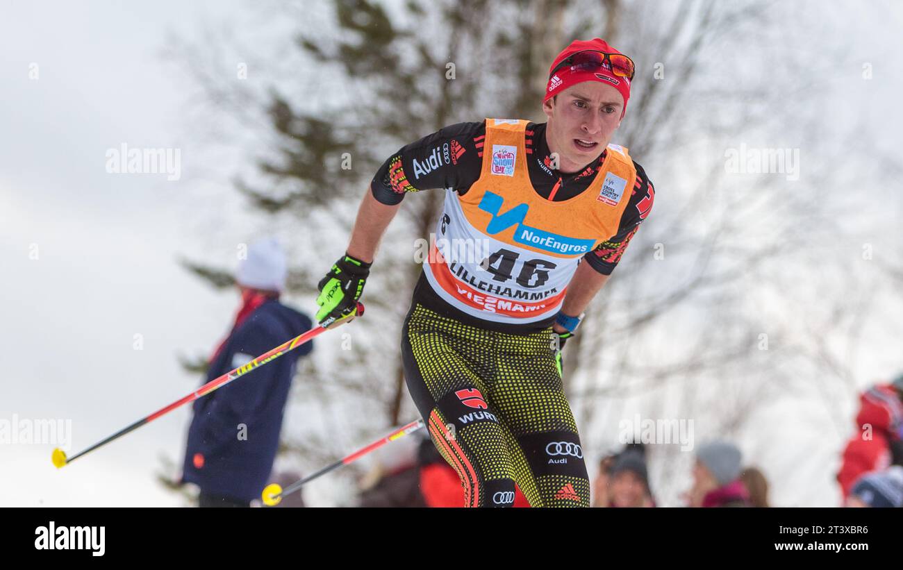 Florian Notz (GER) Aktion Welt Cup Langlauf in Lillehammer, Norwegen am 05.12.2015 Stock Photo