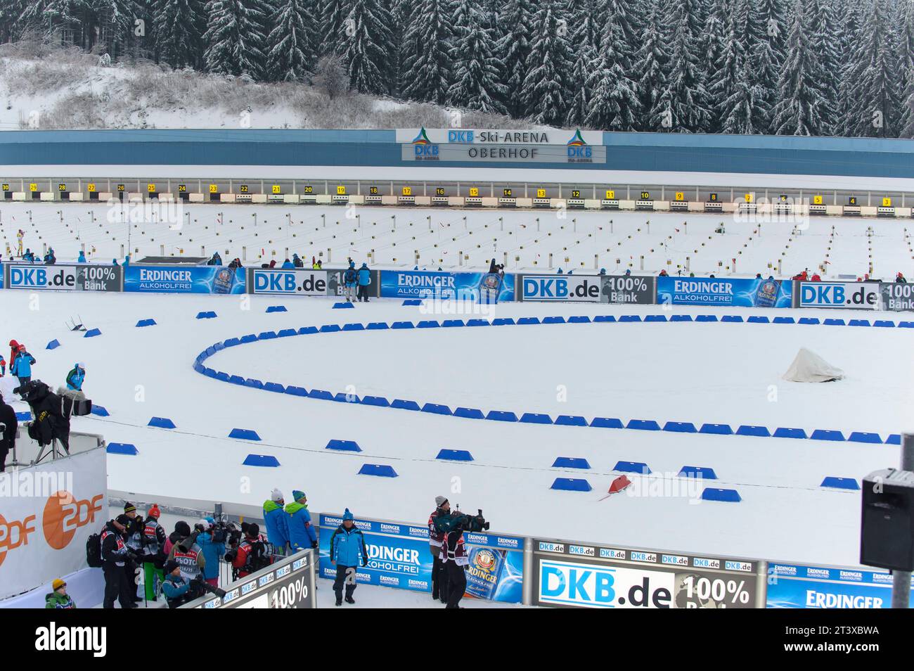 DKB Arena Oberhof Biathlon Welt Cup 4 x 6 KM Staffel der Frauen in Oberhof, Deutschland am 07.01.2015 Stock Photo