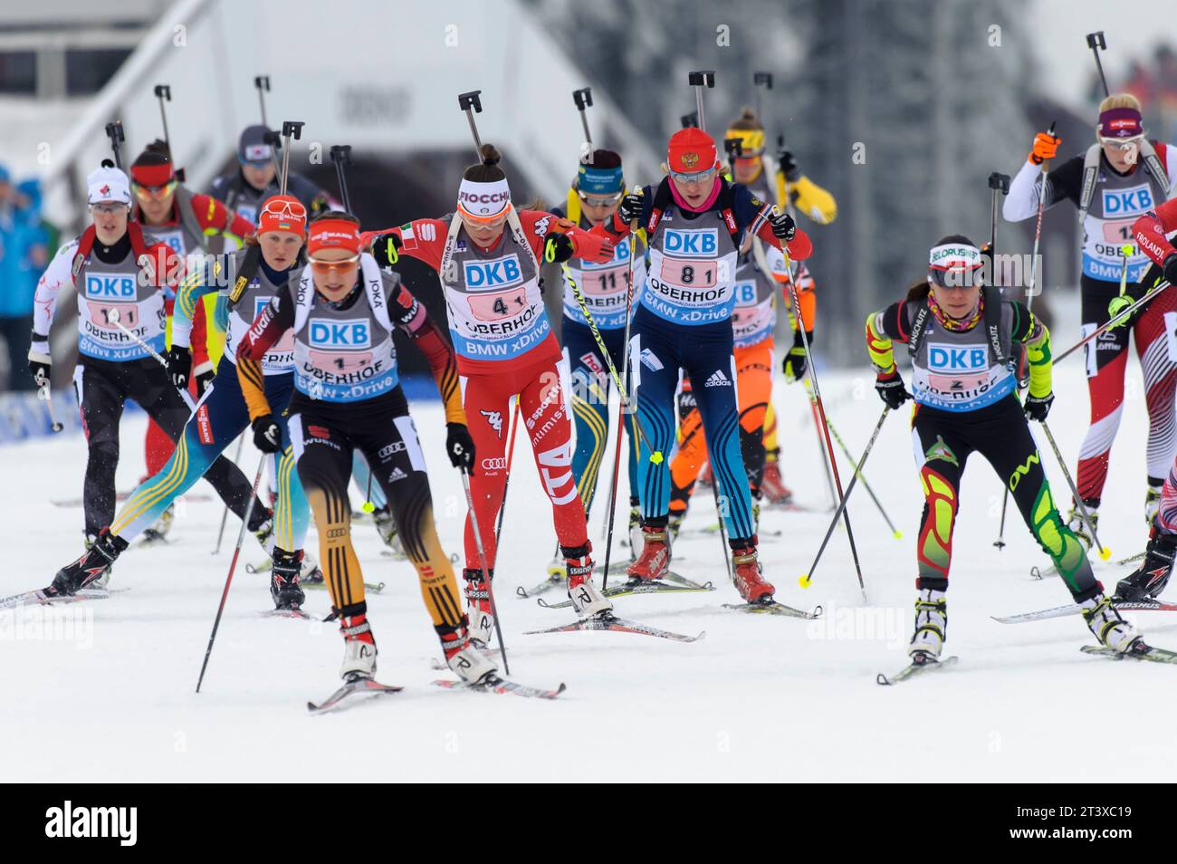 Luise Kummer (1.1) Aktion Biathlon Welt Cup 4 x 6 KM Staffel der Frauen in Oberhof, Deutschland am 07.01.2015 Stock Photo