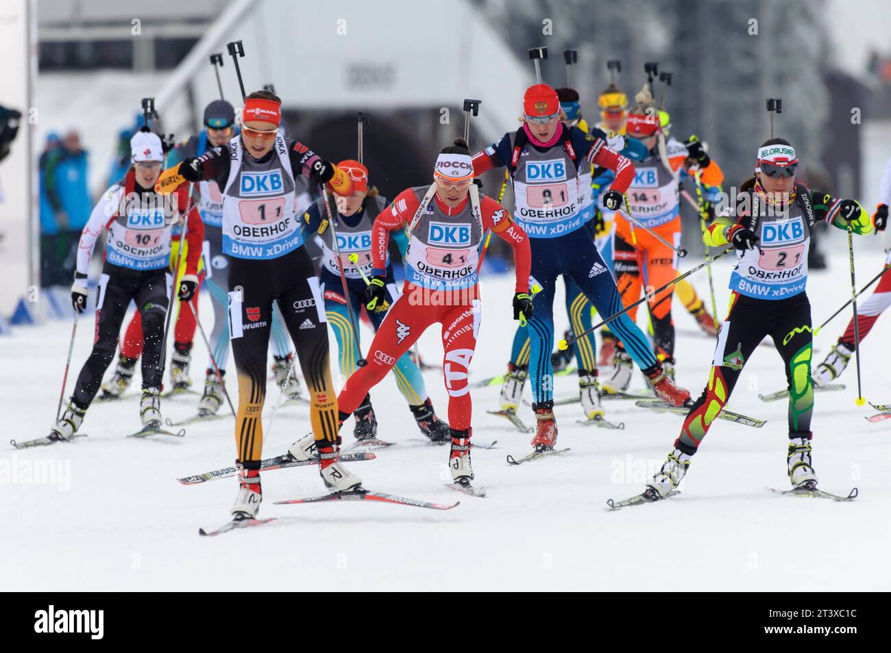 Luise Kummer (1.1) Aktion Biathlon Welt Cup 4 x 6 KM Staffel der Frauen in Oberhof, Deutschland am 07.01.2015 Stock Photo