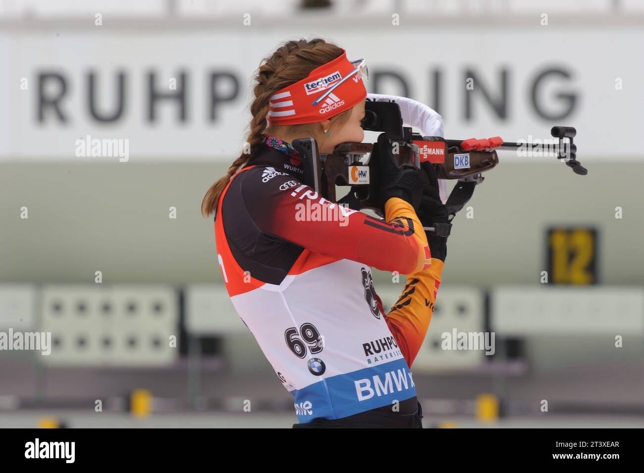 Luise Kummer Aktion Biathlon Welt Cup 7,5 KM Sprint der Frauen in Ruhpolding, Deutschland am 16.01.2015 Stock Photo
