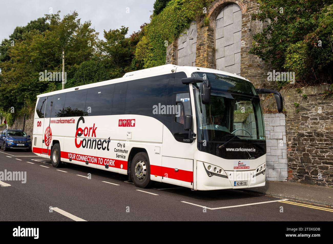 Cork Connect Cobh to Cork coach parked in Cobh, Co. Cork, Ireland. Stock Photo