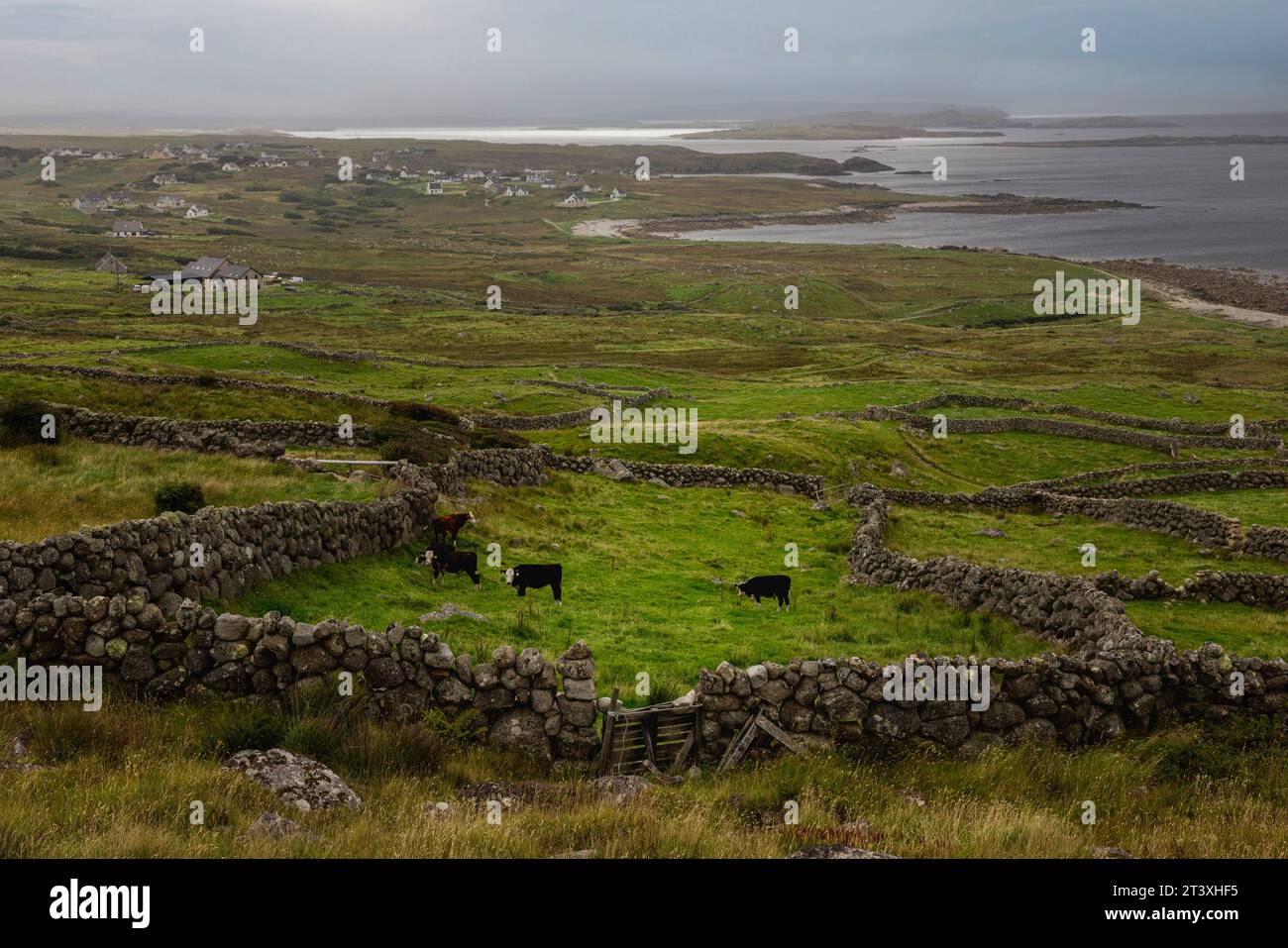Cnoc Fola, also known as Bloody Foreland, is a viewpoint located on the Wild Atlantic Way in County Donegal, Ireland. Stock Photo