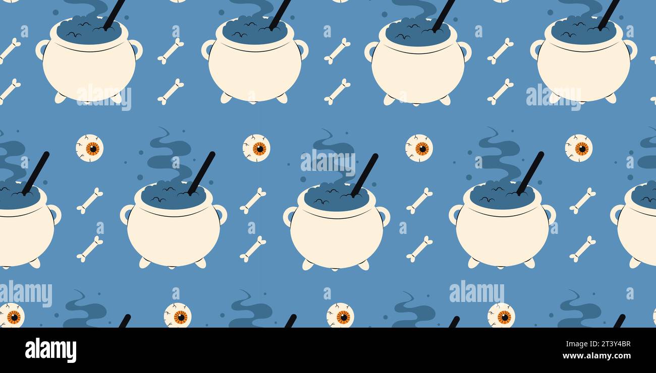 Cute Halloween seamless pattern with witchs Stock Vector