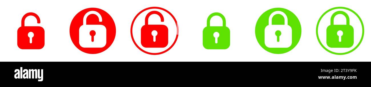 Padlock unlock lock icon set. Closed and opened sign. Vector clipart ...