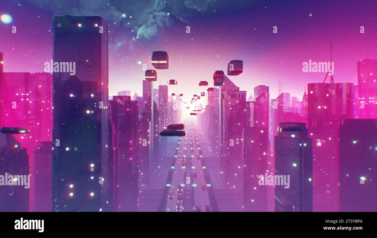 An Animated Animation Of A Futuristic City Background, 3d Rendering  Futuristic Cyberpunk City With Blue And Pink Light Trail, Hd Photography  Photo, Cyberpunk Background Image And Wallpaper for Free Download