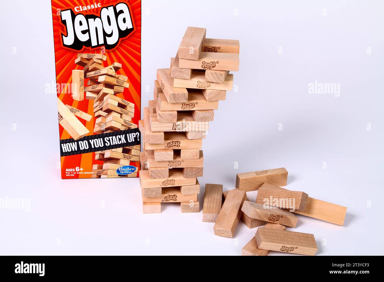 Classic wooden block Jenga game Stock Photo Alamy