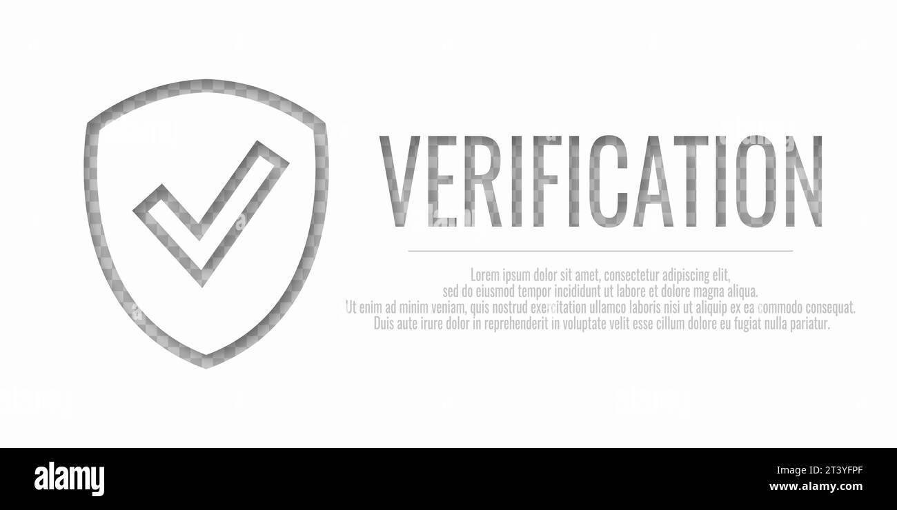 Verification banner with check shield. Security concept. Protection ...