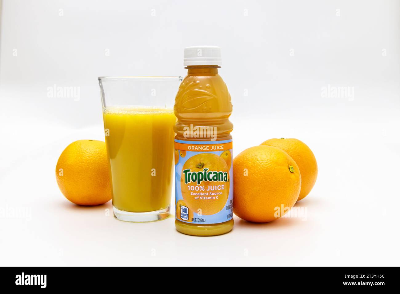 Healthy orange juice from Tropicana with oranges Stock Photo Alamy