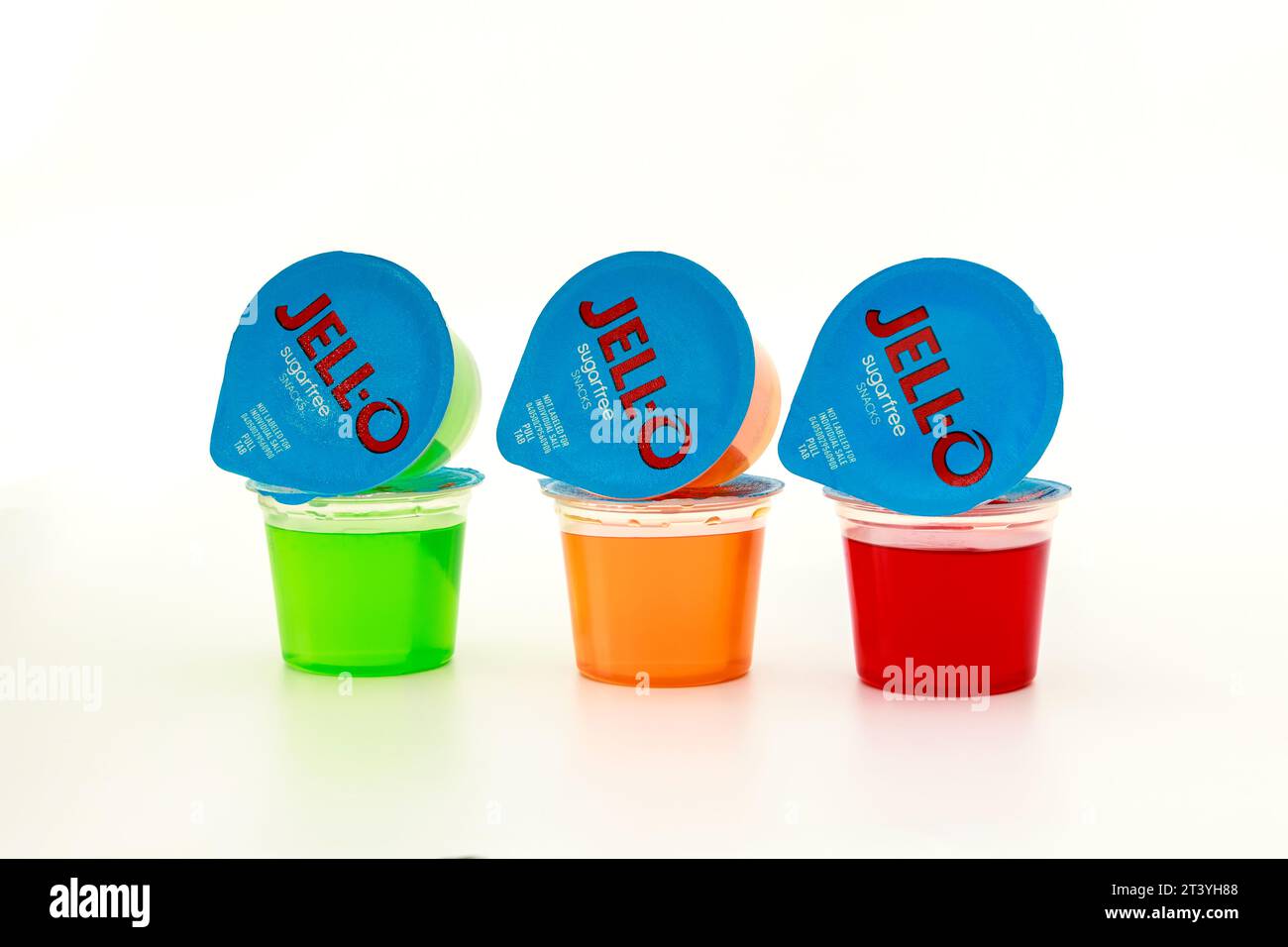 Plastic cups filled with JelloO gelatin snacks Stock Photo Alamy