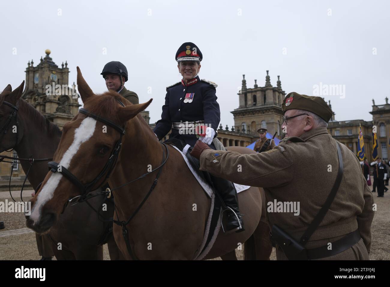 Oxford's British Legion Poppy appeal, with the lord lieutenant on horseback, launch at Blenheim palace,  Woodstock,  oxfordshire. 27th October 2023 Stock Photo