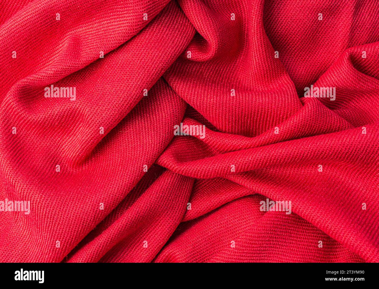 wrinkled pink fabric texture background closeup Stock Photo