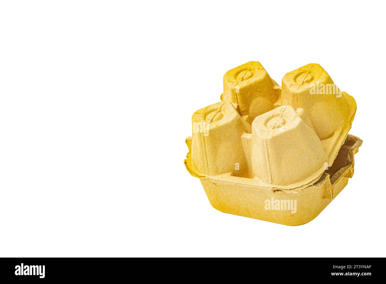 paper box for eggs on a white background close-up Stock Photo