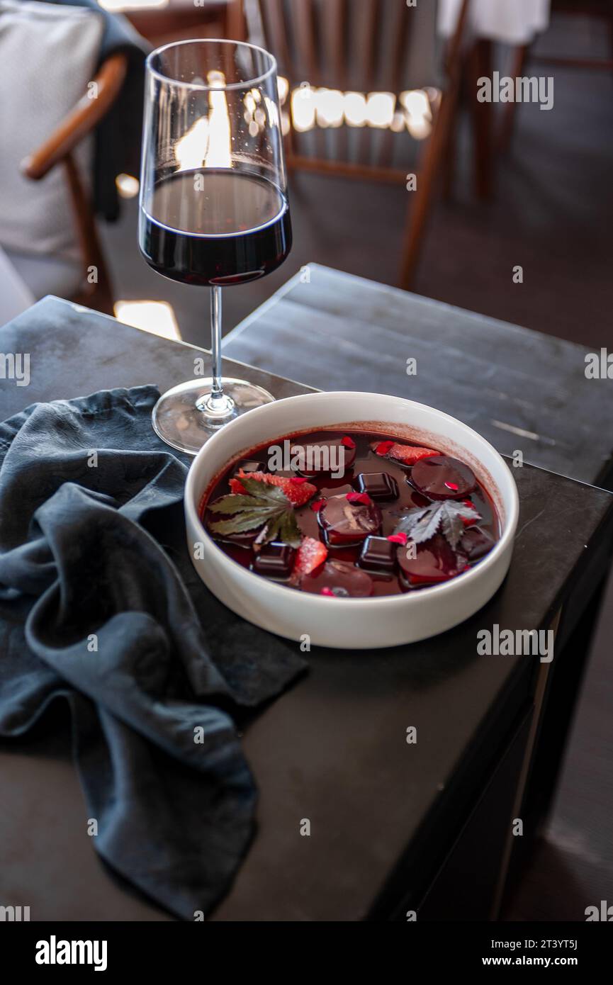 Tuna ceviche in mulled wine jelly with grapefruit Stock Photo Alamy