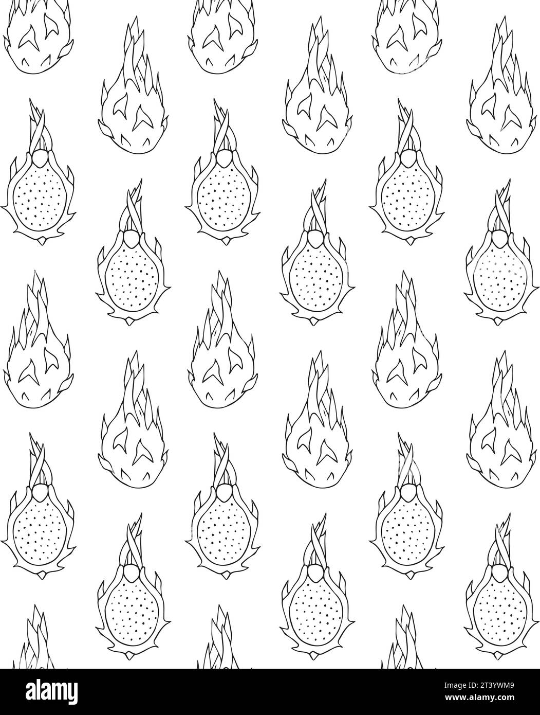 Vector seamless pattern of hand drawn doodle sketch dragon fruit ...