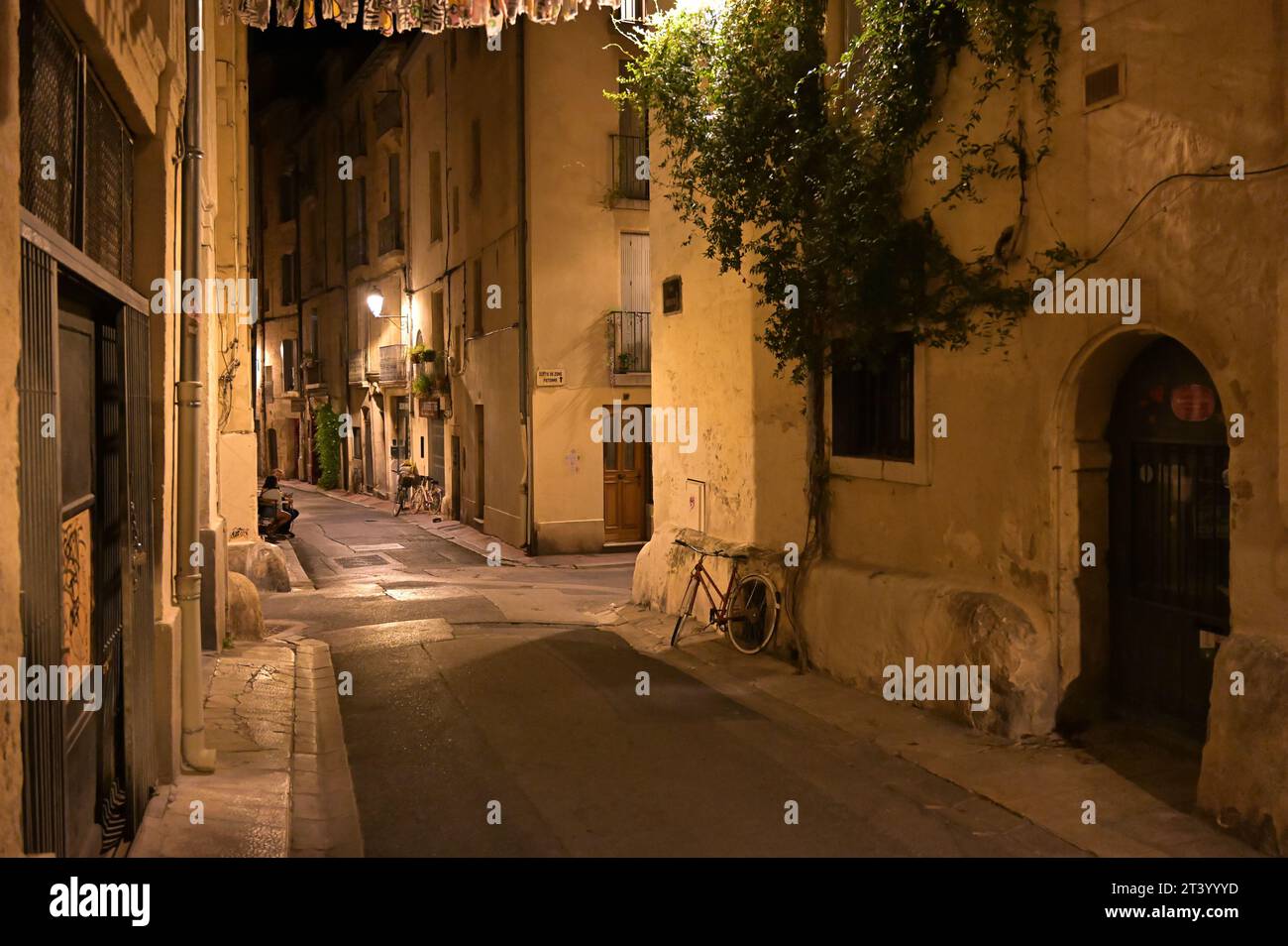 Montpellier France streets at night Stock Photo