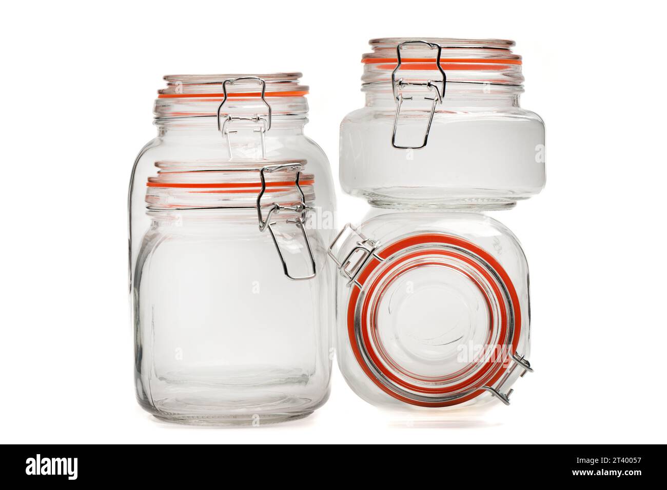 A set of glass jars with tightfitting lids for bulk products on a