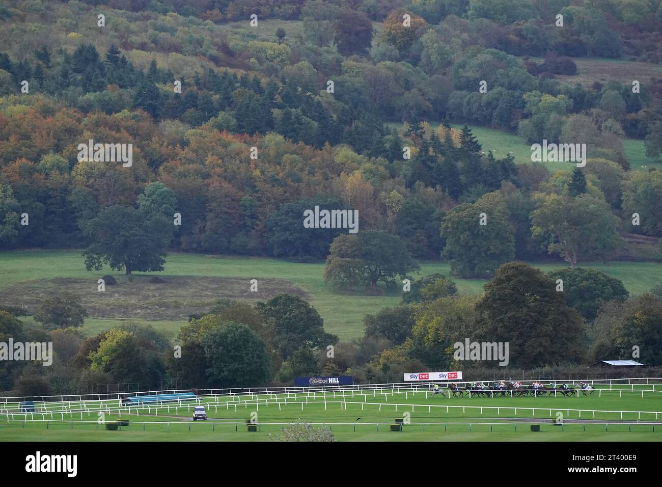 Runners and riders in action in the Close Brothers Amateur Jockeys' Handicap Chase at Cheltenham Racecourse. Picture date: Friday October 27, 2023. Stock Photo