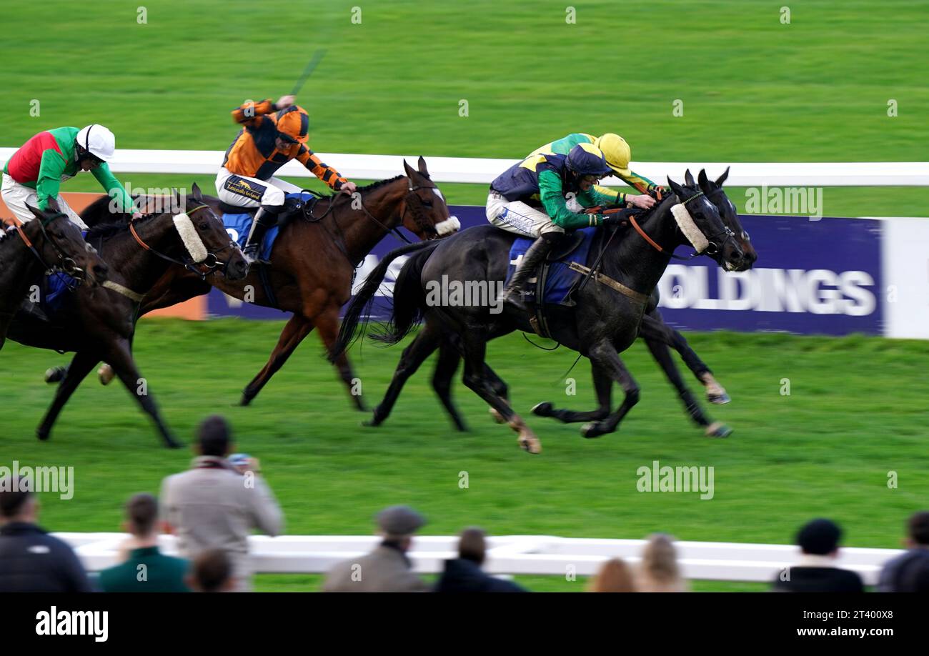 Mole Court ridden by Jack Andrews (nearside) coming home to win the Close Brothers Amateur Jockeys' Handicap Chase at Cheltenham Racecourse. Picture date: Friday October 27, 2023. Stock Photo