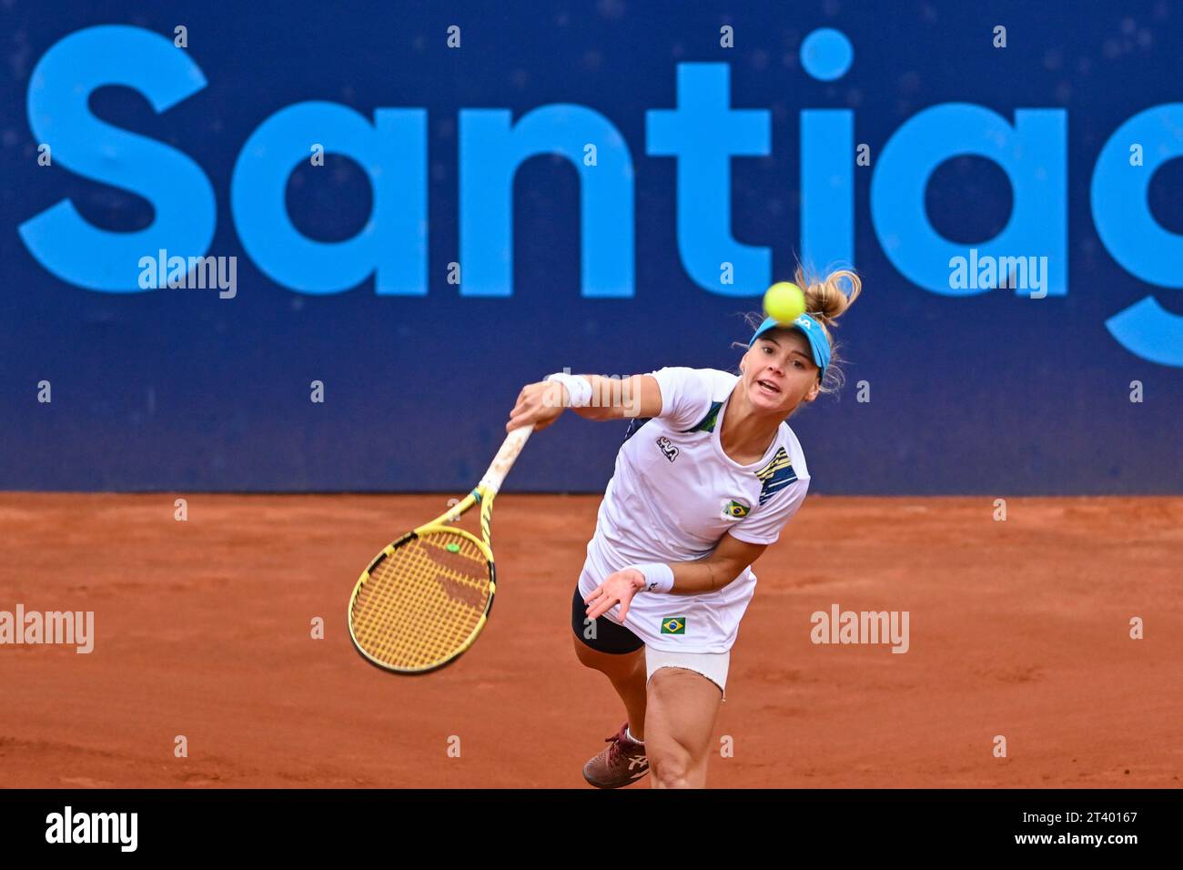 Santiago, Chile. 27th Oct, 2023. Tennis at the 2023 Pan American Games taking place this Friday morning (27), on the central court in Santiago de Chile. Laura Picossi (BRA) x Jamie Loeb (USA) Credit: Celso Pupo/FotoArena/Alamy Live News Stock Photo