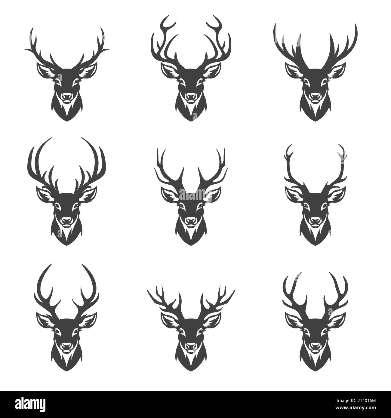 Vector Christmas Reindeer Horns, Antlers. Deer Horn Silhouettes. Hand ...