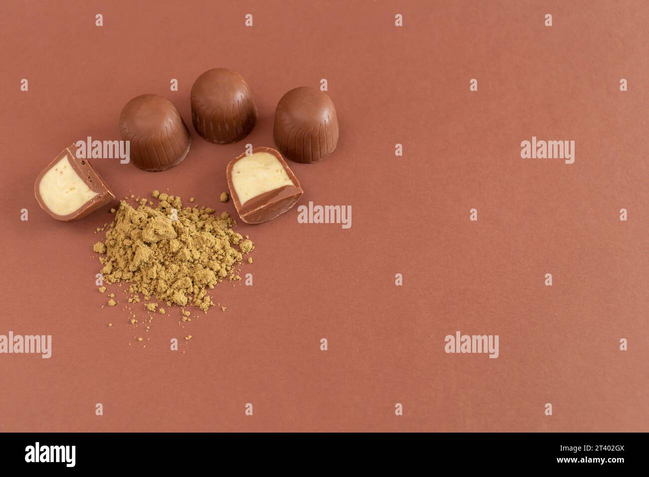 Top View Brown Cannabis Chocolate Sweets And Green Hemp Protein Powder ...