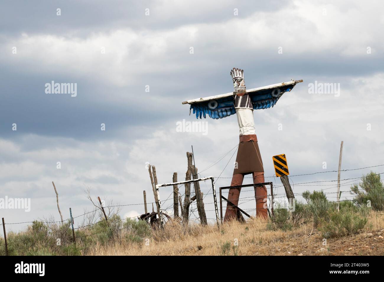 Native American sign in Colorado reservation near the highway road Stock Photo