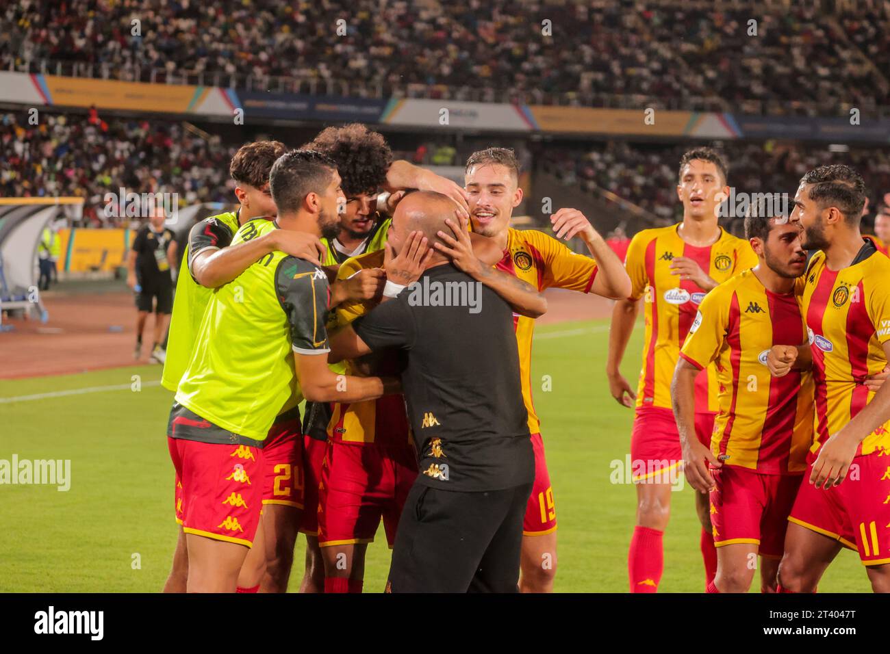 DAR ES SALAAM, TUNISIA – OCTOBER 22:   Esperance celebration during the African Football League match between Tp Mazembe of Congo DR and Esperance ST Stock Photo