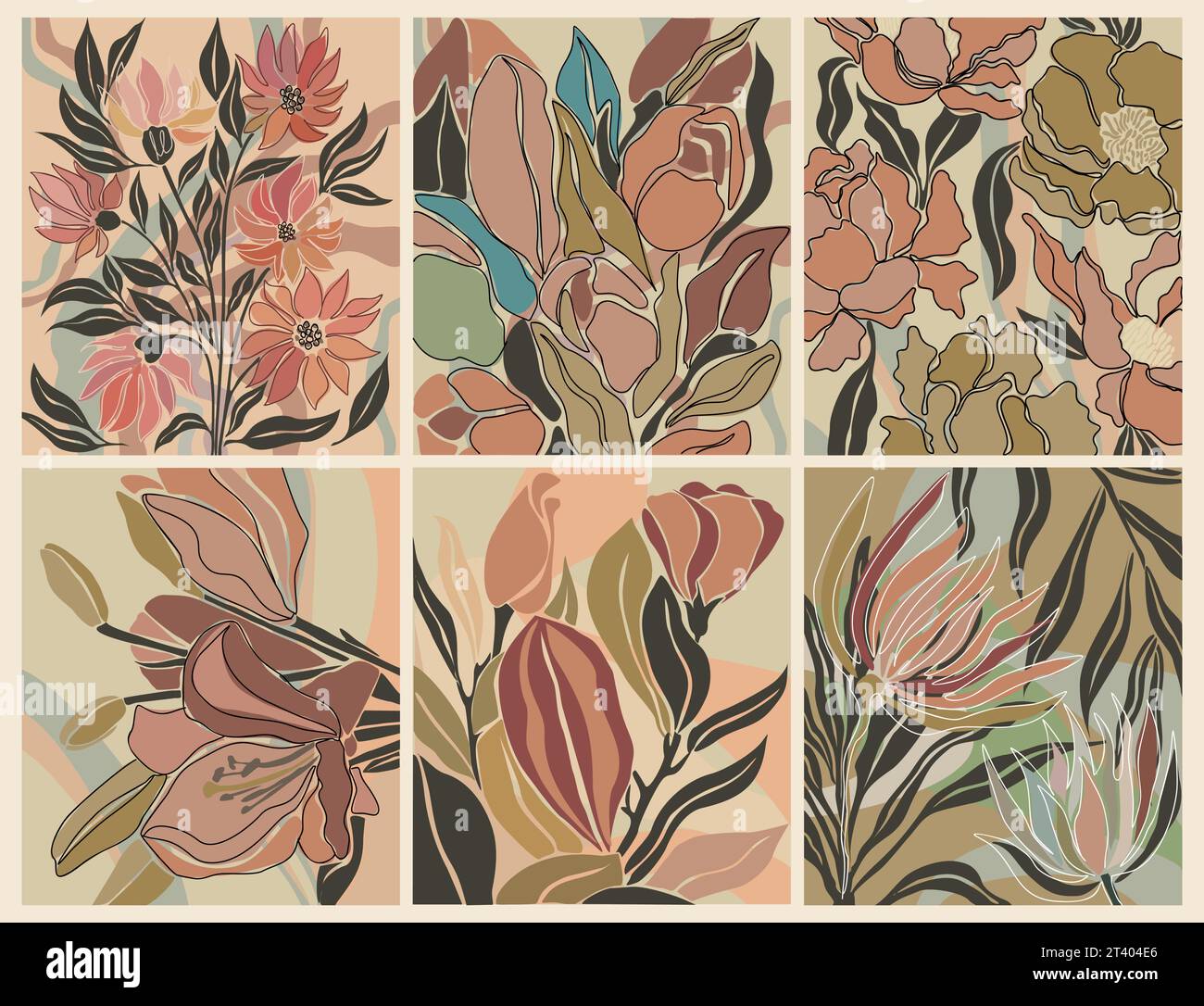 Set of abstract floral art backgrounds vector Stock Vector Image & Art ...