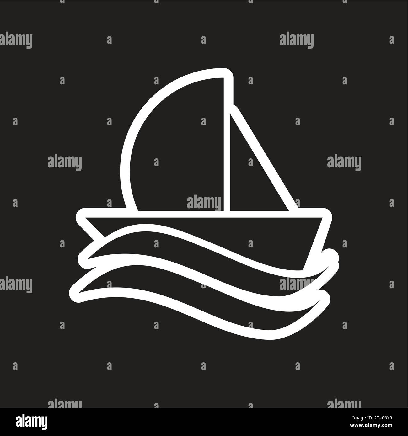Stylish black and white icon sailing on waves Vector Image Stock Vector ...