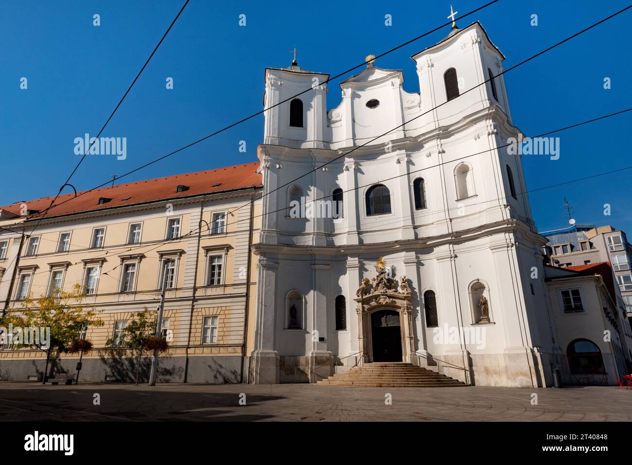 Bratislava, Slovakia. 2nd Oct, 2023. Cathedral of Saint John of Matha and Saint Felix of Valois, otherwise known as The Trinitarian Church, in Bratislava's Old Town borough, on the Zupne Namestie Square, Slovakia. (Credit Image: © John Wreford/SOPA Images via ZUMA Press Wire) EDITORIAL USAGE ONLY! Not for Commercial USAGE! Stock Photo
