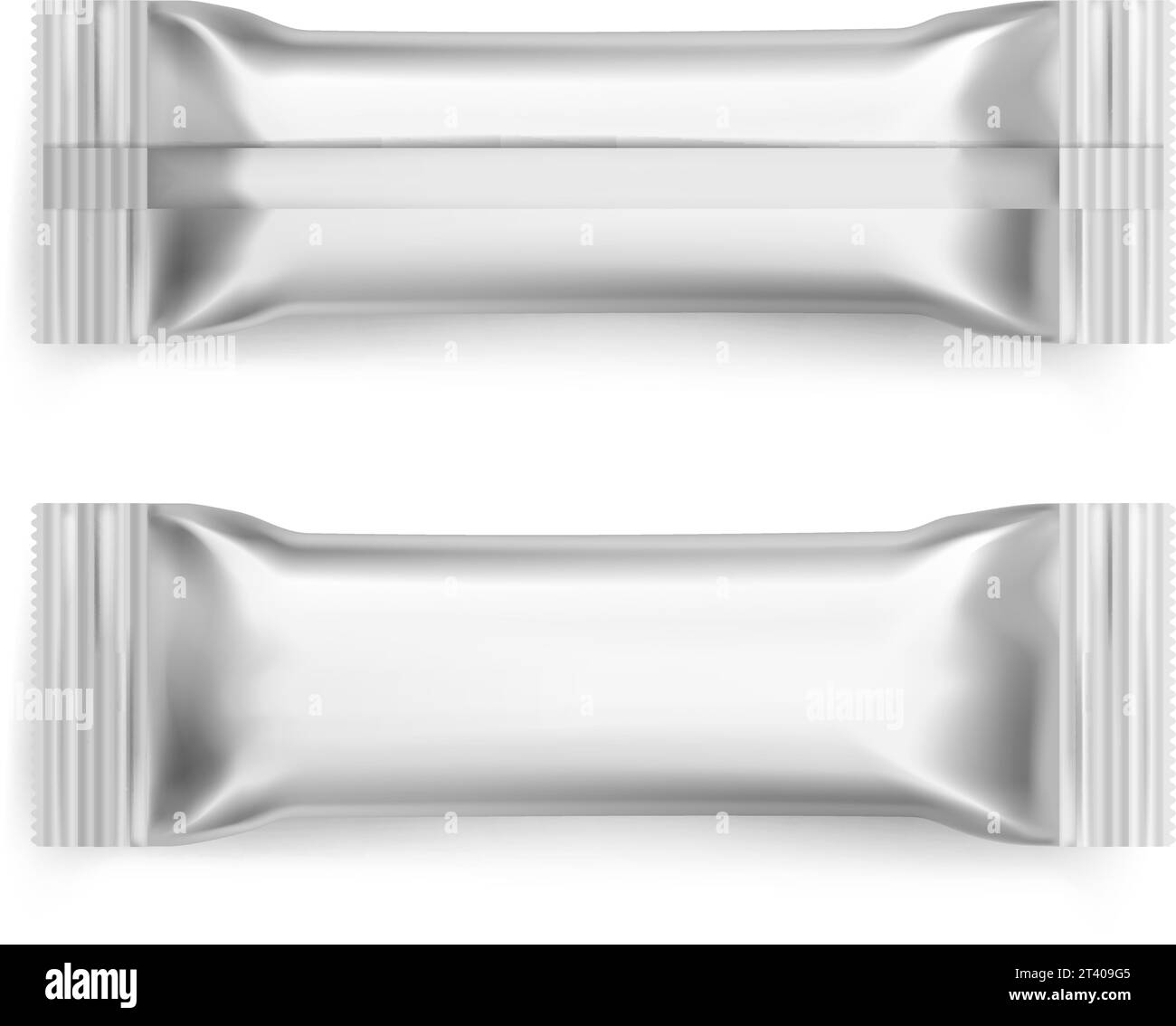 Sachet. Realistic white sugar packet. 3D blank foil packaging mockup