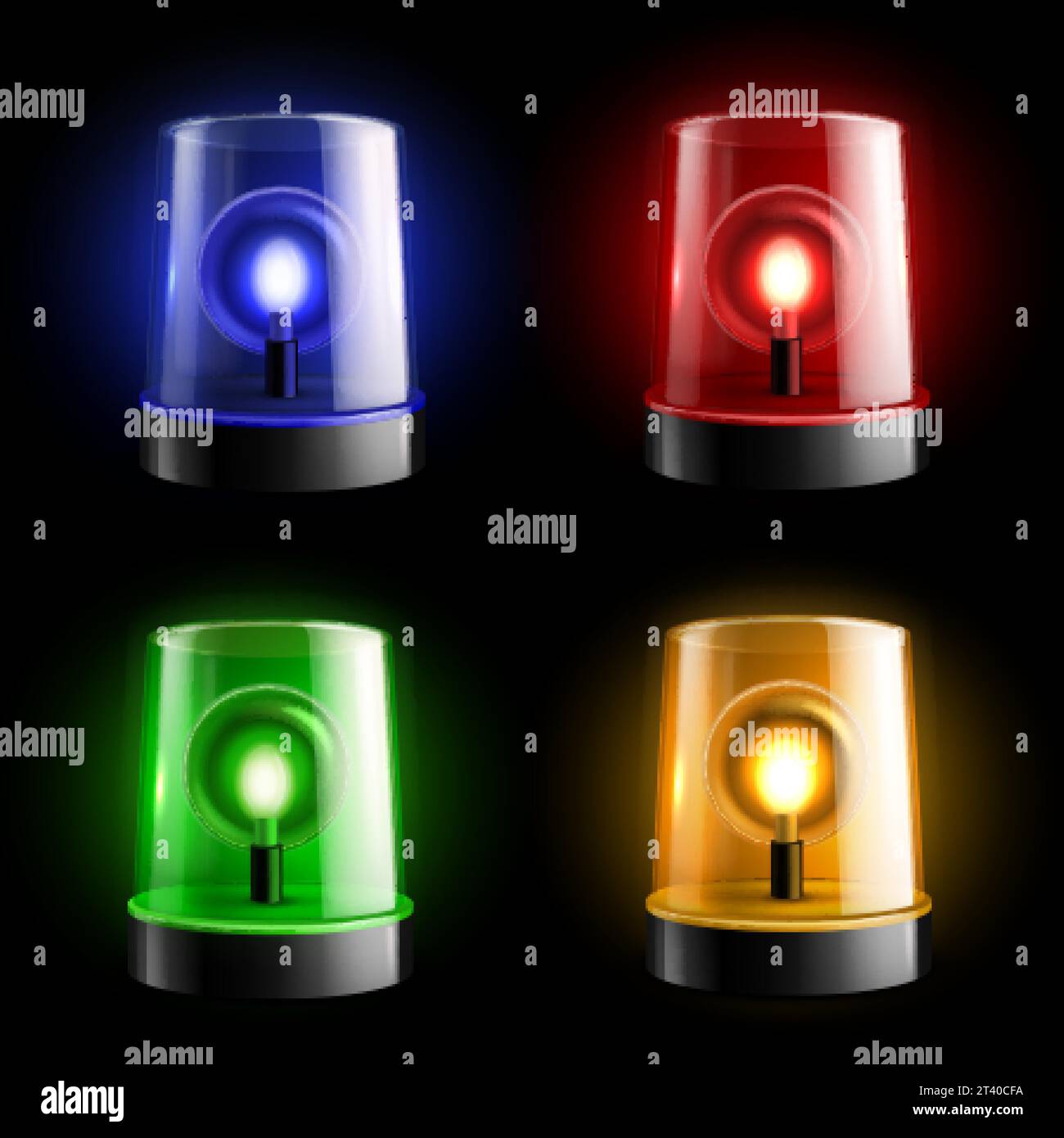 Alarm sirens realistic. Light ambulance flashing, emergency alert lamps